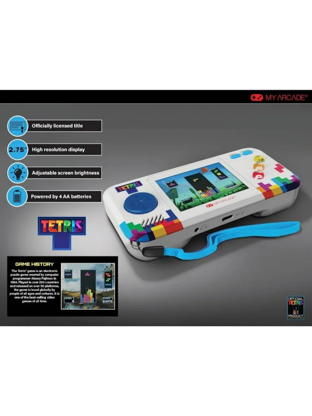Tetris Handheld Game Console - Retro Pocket Player with Classic Puzzle Games